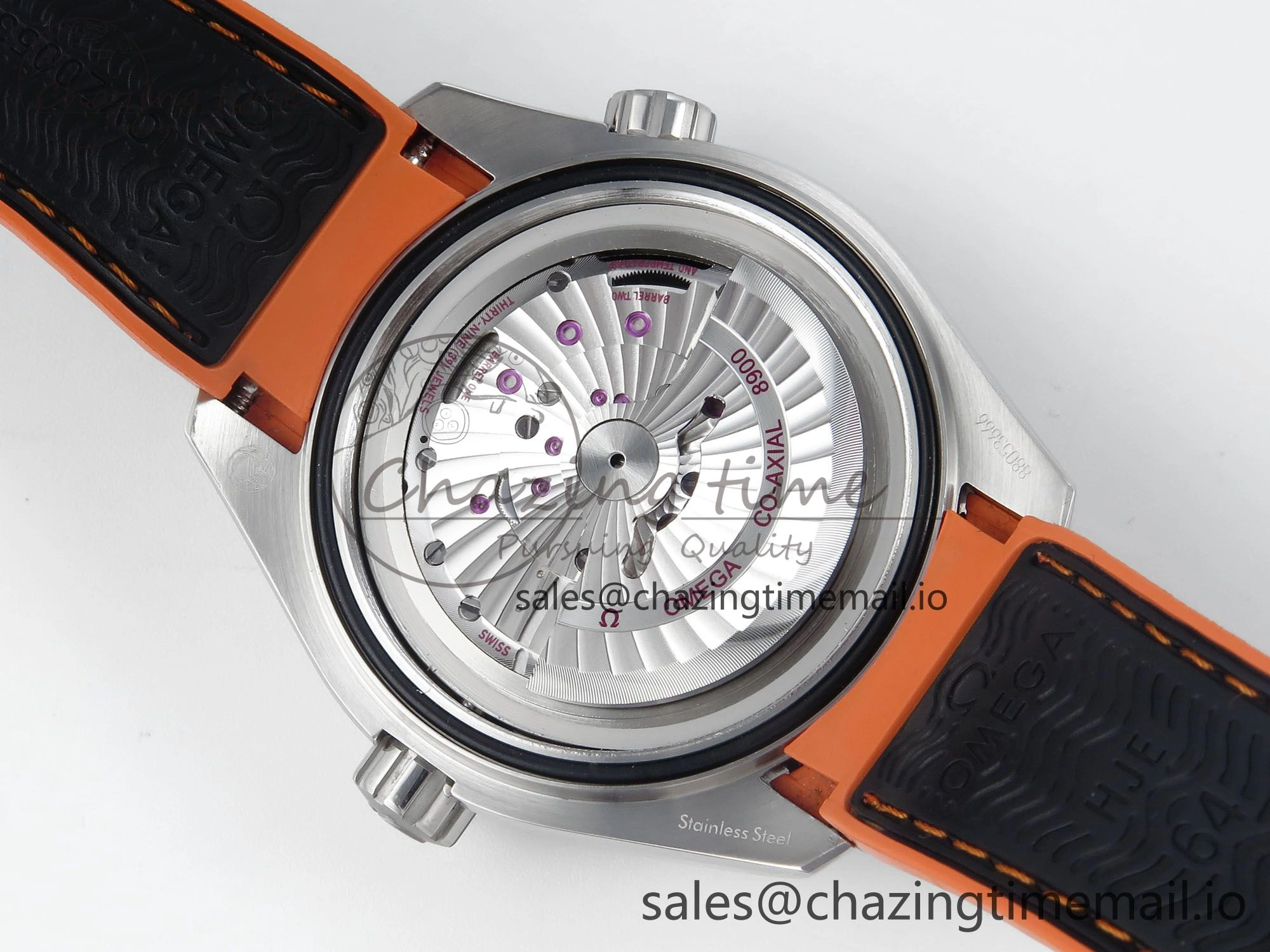 Seamaster Planet Ocean 600M 43.5mm SS SCF 1:1 Best Edition Black orange Bezel Black Dial on Black Rubber Strap A8900 Super Clone ModernLook 7663