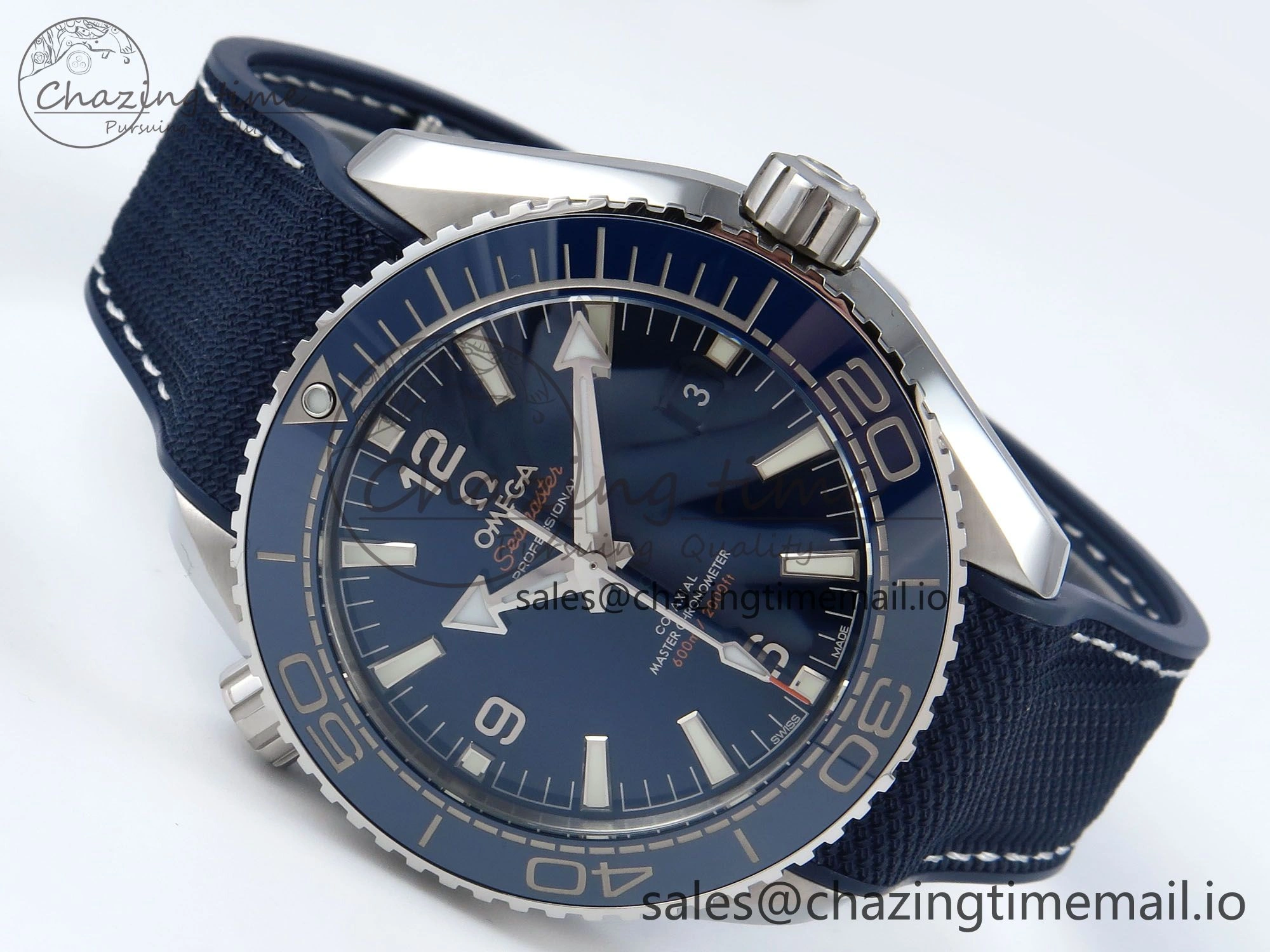 Trendsetting Seamaster Planet Ocean 600M 43.5mm SS SCF 1:1 Best Edition Blue Bezel Blue Dial on Blue Rubber Strap A8900 Super Clone 7672