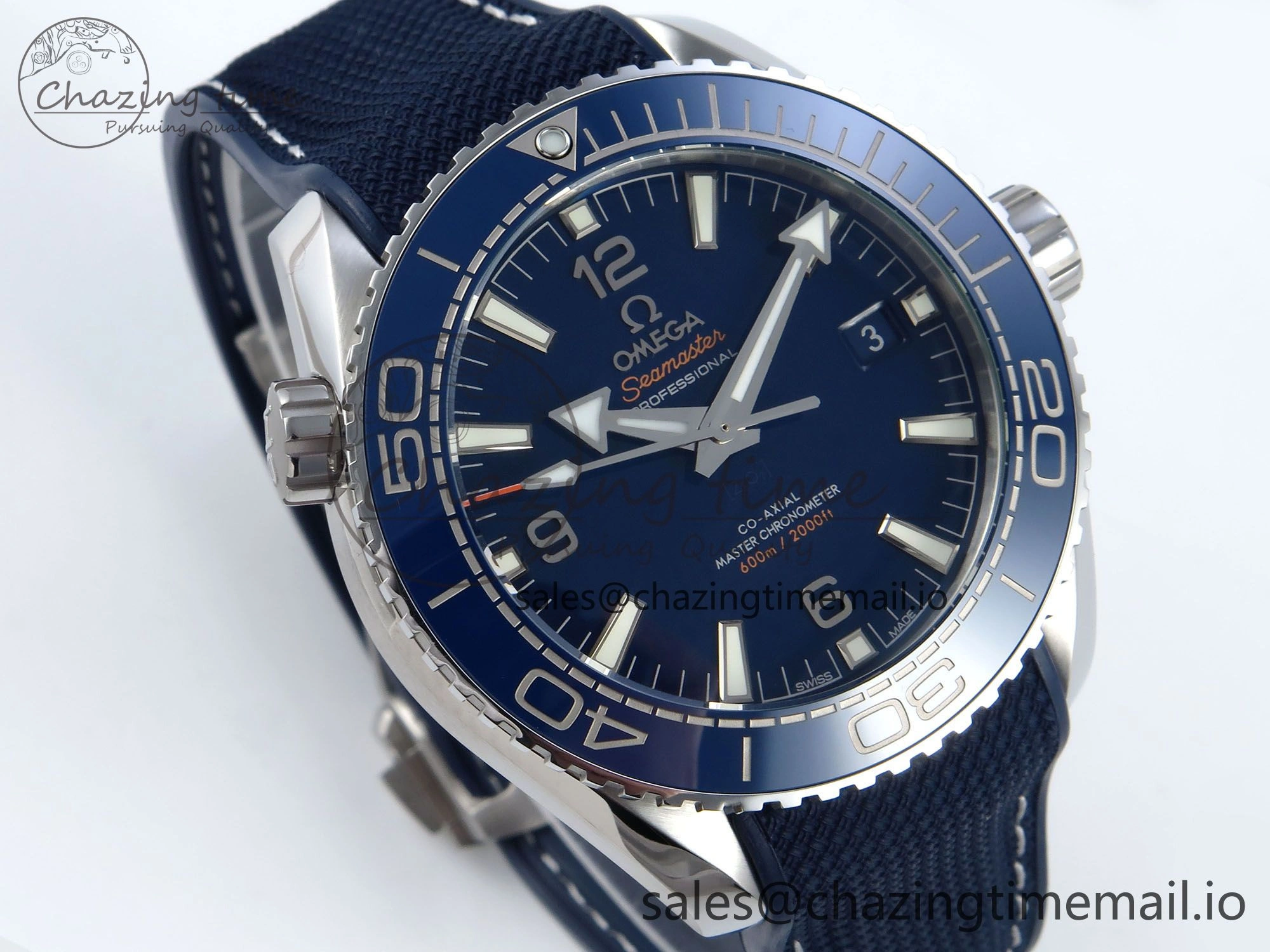 Trendsetting Seamaster Planet Ocean 600M 43.5mm SS SCF 1:1 Best Edition Blue Bezel Blue Dial on Blue Rubber Strap A8900 Super Clone 7672