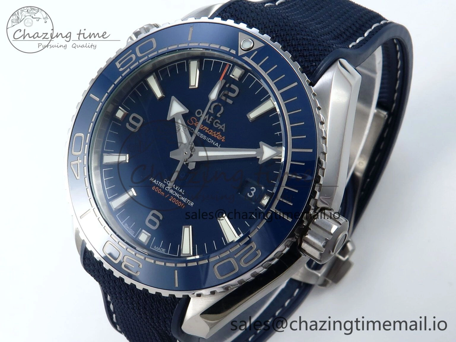 Trendsetting Seamaster Planet Ocean 600M 43.5mm SS SCF 1:1 Best Edition Blue Bezel Blue Dial on Blue Rubber Strap A8900 Super Clone 7672