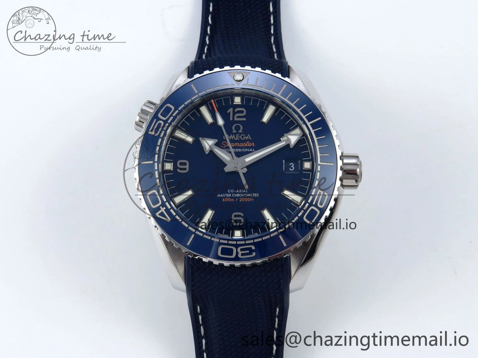 Trendsetting Seamaster Planet Ocean 600M 43.5mm SS SCF 1:1 Best Edition Blue Bezel Blue Dial on Blue Rubber Strap A8900 Super Clone 7672
