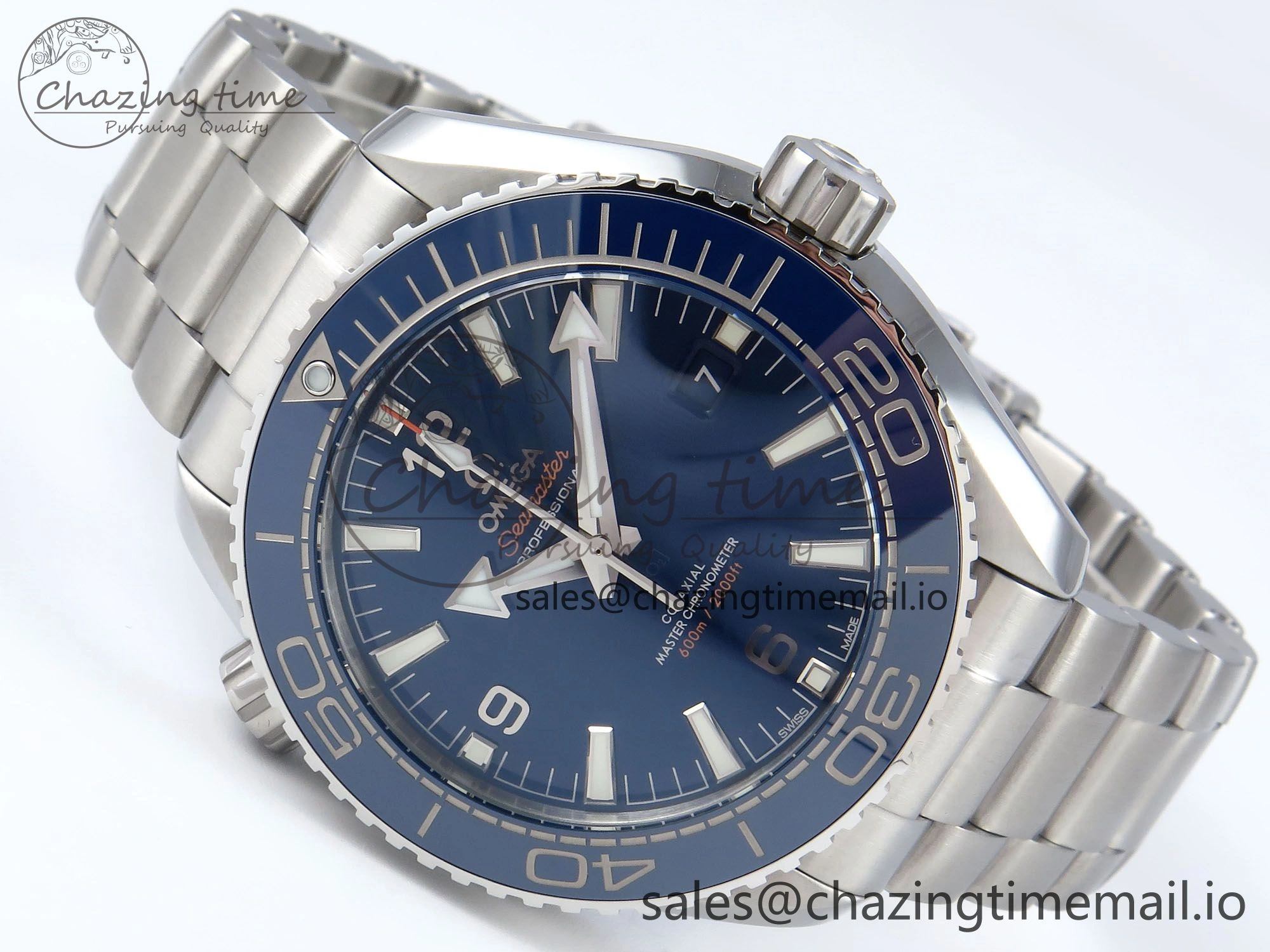 Functional Seamaster Planet Ocean 600M 43.5mm SS SCF 1:1 Best Edition Blue Dial on SS Bracelet A8900 Super Clone 7684