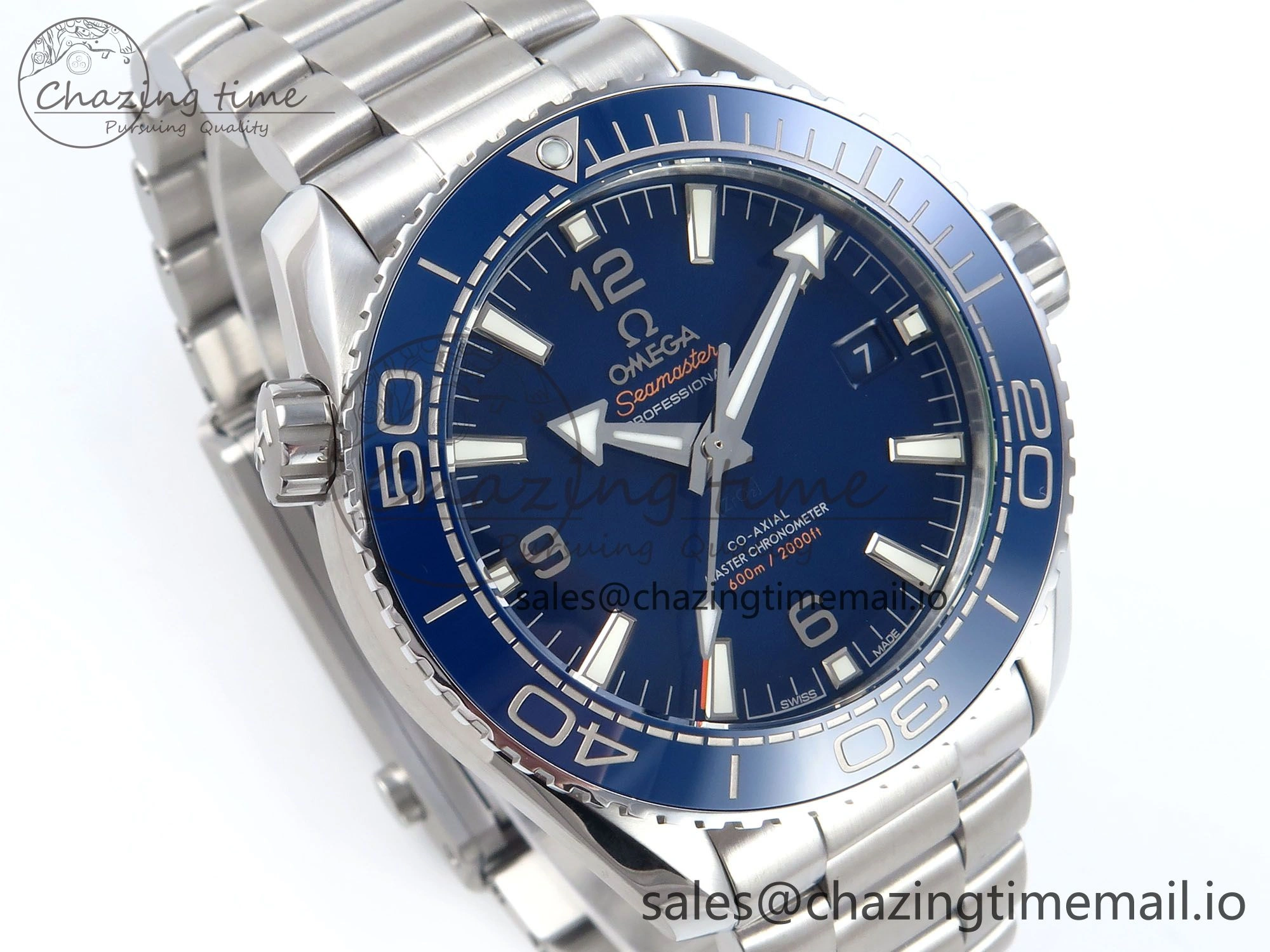 Functional Seamaster Planet Ocean 600M 43.5mm SS SCF 1:1 Best Edition Blue Dial on SS Bracelet A8900 Super Clone 7684