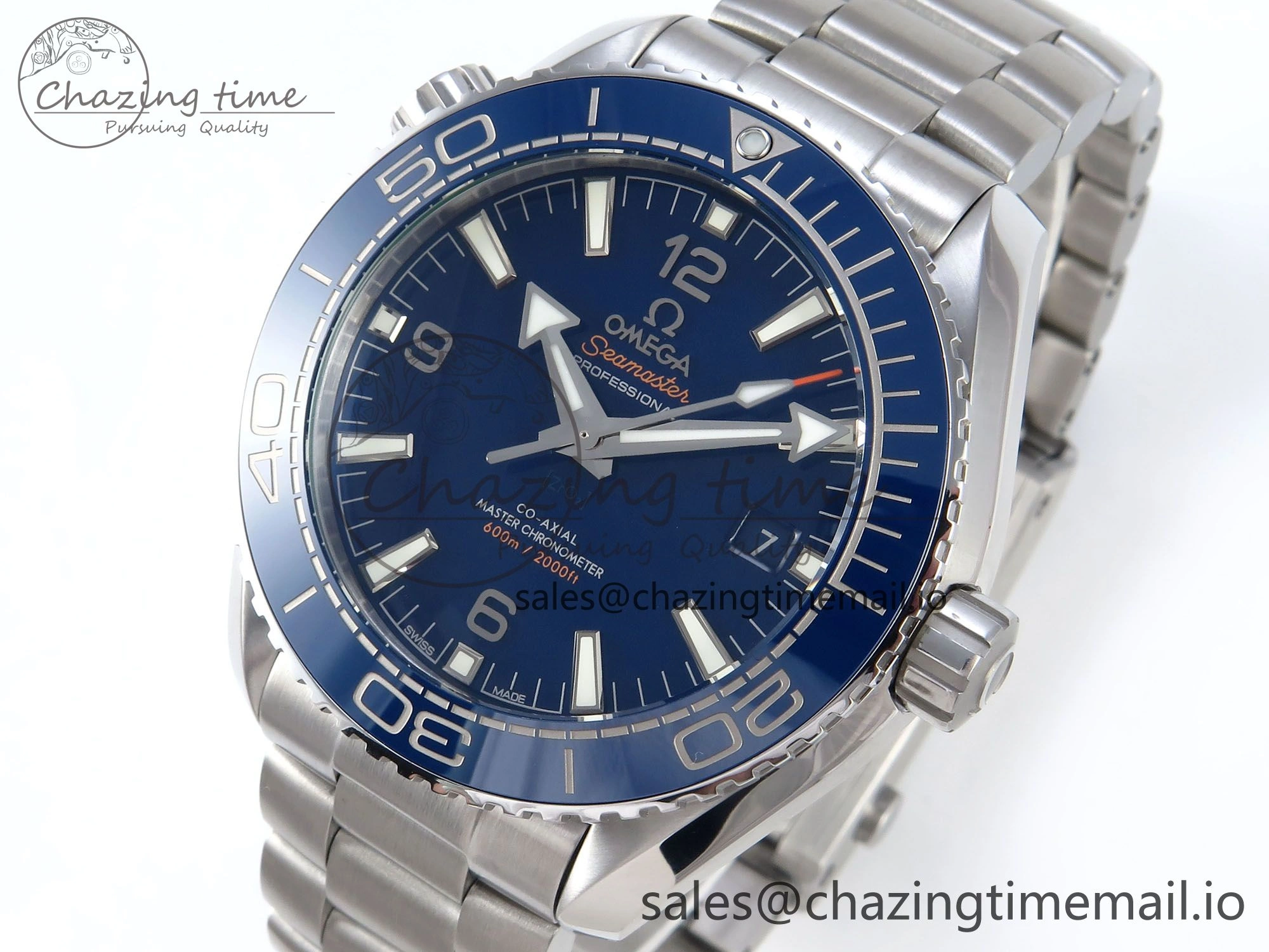 Functional Seamaster Planet Ocean 600M 43.5mm SS SCF 1:1 Best Edition Blue Dial on SS Bracelet A8900 Super Clone 7684