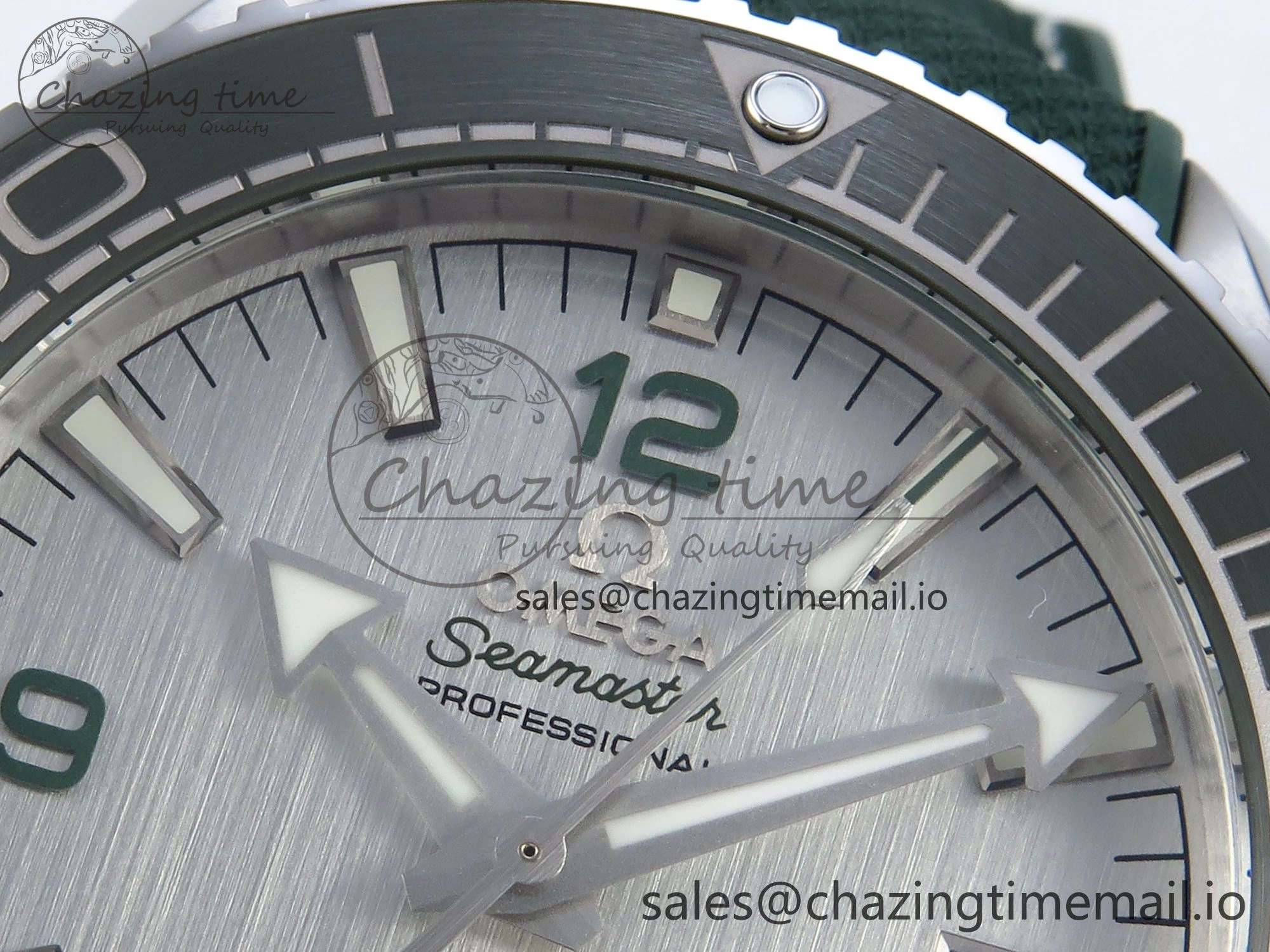 Seamaster Planet Ocean 600M 43.5mm SS SCF 1:1 Best Edition Green Bezel Gray Dial on Green Rubber Strap A8900 Super Clone Trendy 7666