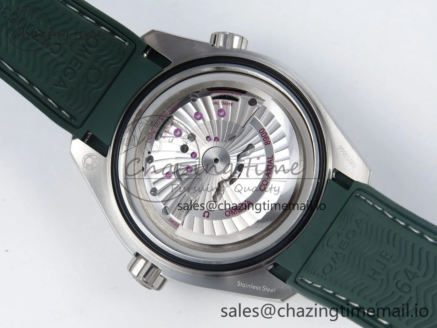Seamaster Planet Ocean 600M 43.5mm SS SCF 1:1 Best Edition Green Bezel Gray Dial on Green Rubber Strap A8900 Super Clone Trendy 7666