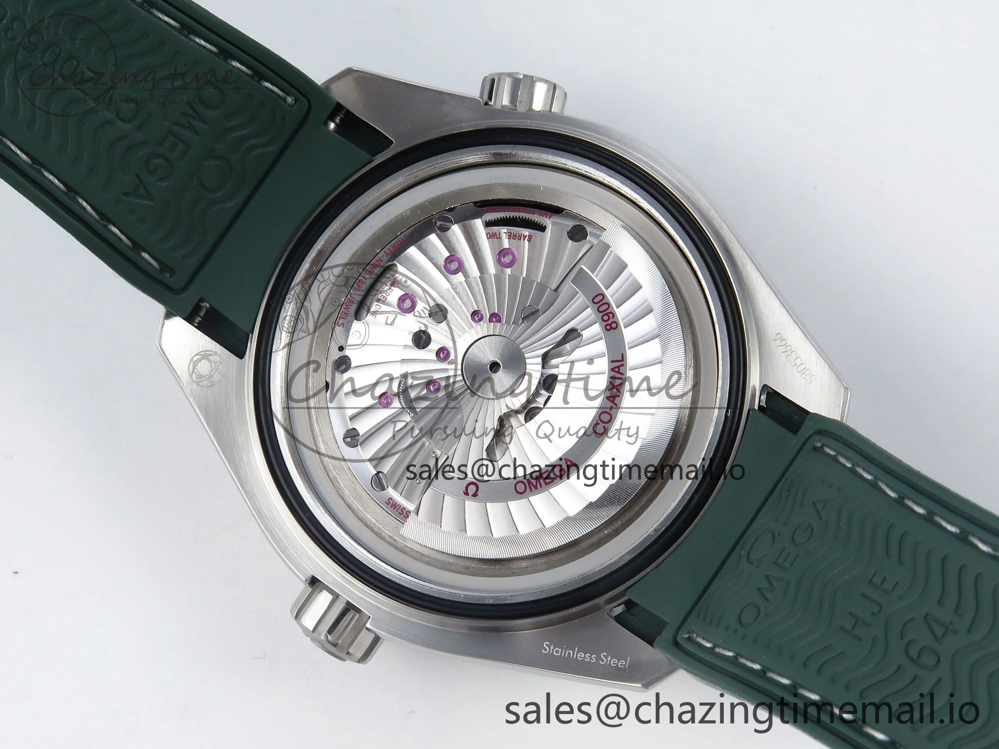 Seamaster Planet Ocean 600M 43.5mm SS SCF 1:1 Best Edition Green Bezel Gray Dial on Green Rubber Strap A8900 Super Clone Trendy 7666