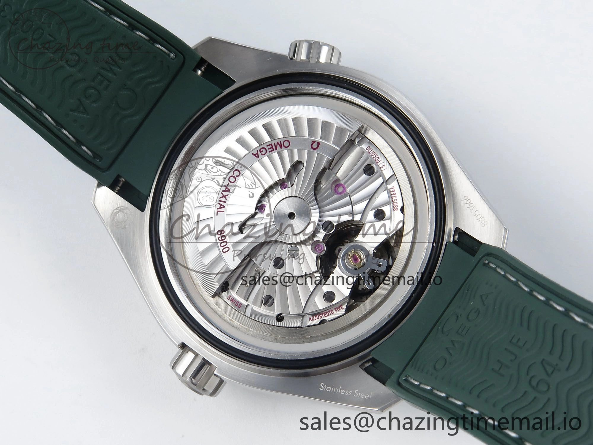 Seamaster Planet Ocean 600M 43.5mm SS SCF 1:1 Best Edition Green Bezel Gray Dial on Green Rubber Strap A8900 Super Clone Trendy 7666