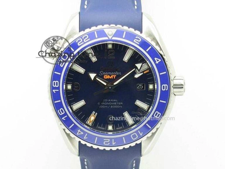 Seamaster Planet Ocean GMT 600M Blue Dial SS On Blue Rubber Strap A WrinkleFree 8278