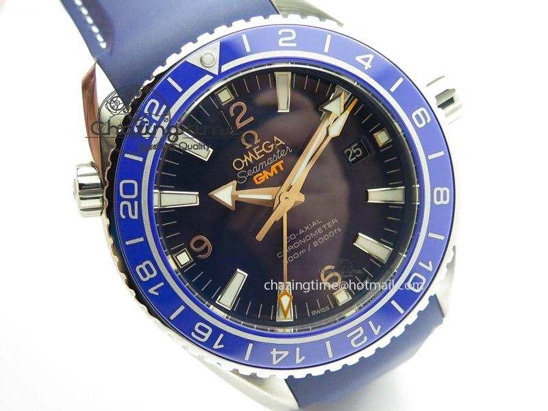 Seamaster Planet Ocean GMT 600M Blue Dial SS On Blue Rubber Strap A WrinkleFree 8278