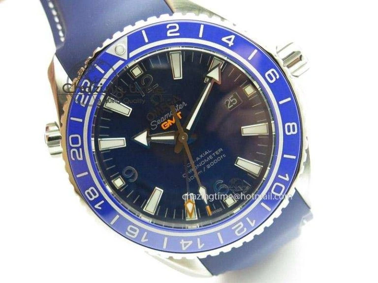 Seamaster Planet Ocean GMT 600M Blue Dial SS On Blue Rubber Strap A WrinkleFree 8278