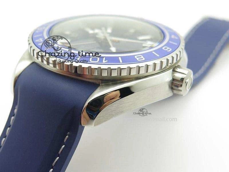 Seamaster Planet Ocean GMT 600M Blue Dial SS On Blue Rubber Strap A WrinkleFree 8278