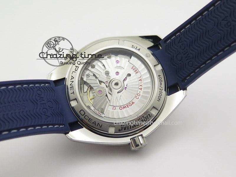 Seamaster Planet Ocean GMT 600M Blue Dial SS On Blue Rubber Strap A WrinkleFree 8278