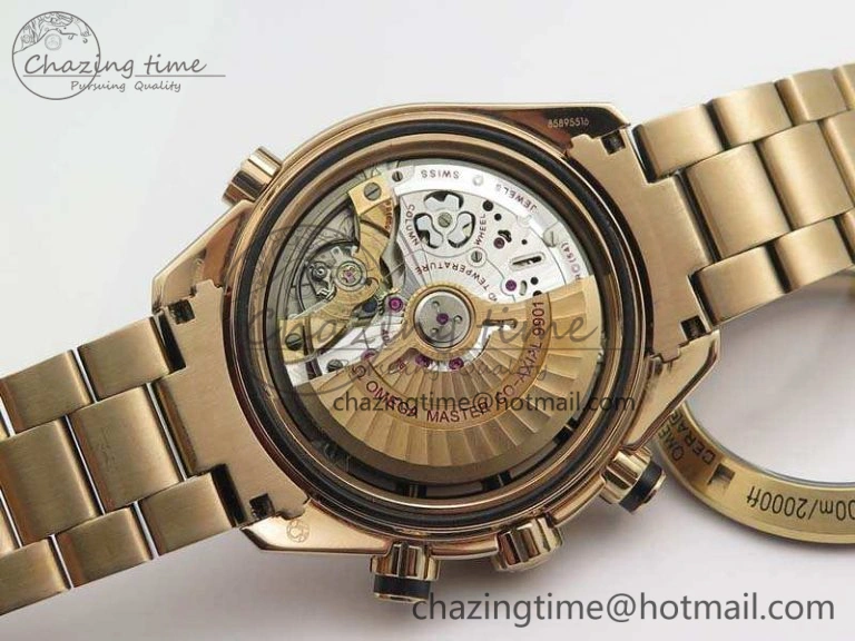Seamaster Pro Chrono RG Best Edition Black Ceramic Black Dial On RG Bracelet A AllSeason 8130