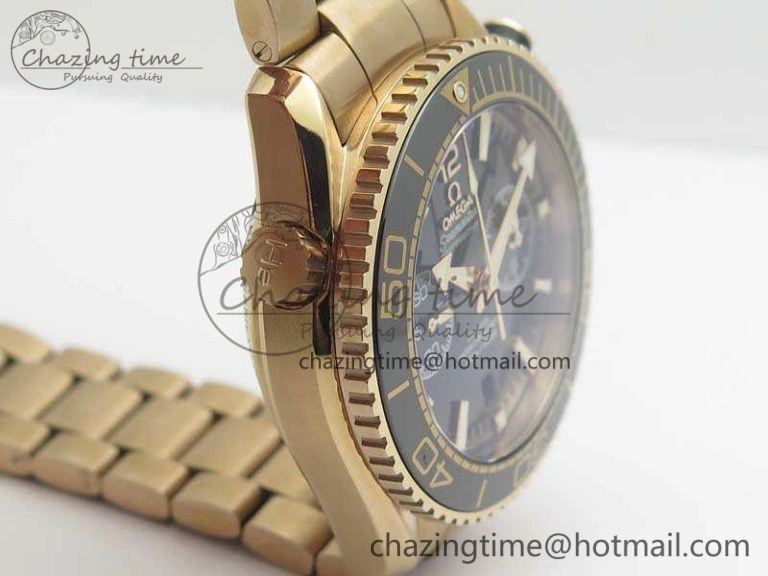 Seamaster Pro Chrono RG Best Edition Black Ceramic Black Dial On RG Bracelet A AllSeason 8130