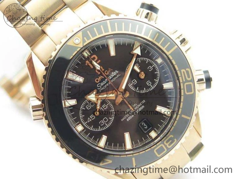Seamaster Pro Chrono RG Best Edition Black Ceramic Black Dial On RG Bracelet A AllSeason 8130