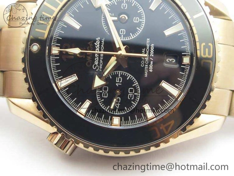Seamaster Pro Chrono RG Best Edition Black Ceramic Black Dial On RG Bracelet A AllSeason 8130