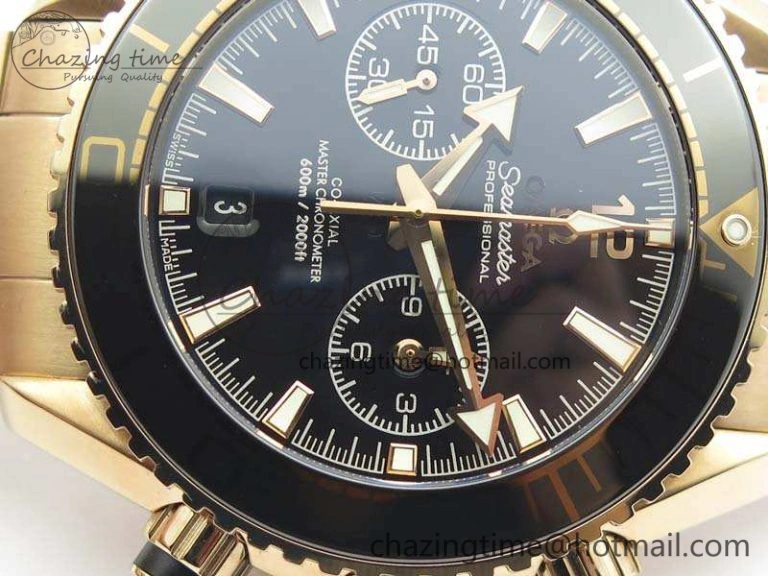 Seamaster Pro Chrono RG Best Edition Black Ceramic Black Dial On RG Bracelet A AllSeason 8130
