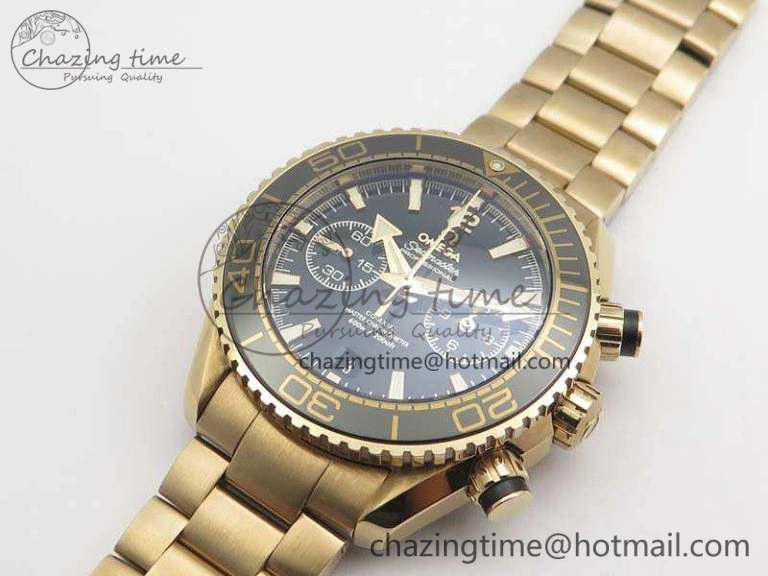 Seamaster Pro Chrono RG Best Edition Black Ceramic Black Dial On RG Bracelet A AllSeason 8130