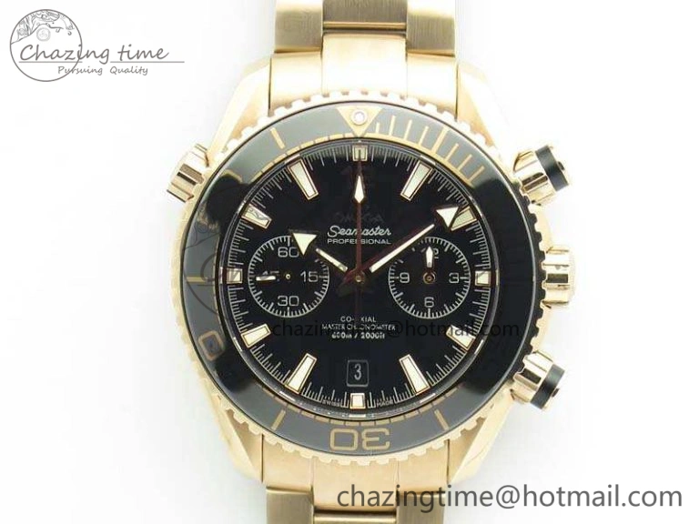 Seamaster Pro Chrono RG Best Edition Black Ceramic Black Dial On RG Bracelet A AllSeason 8130