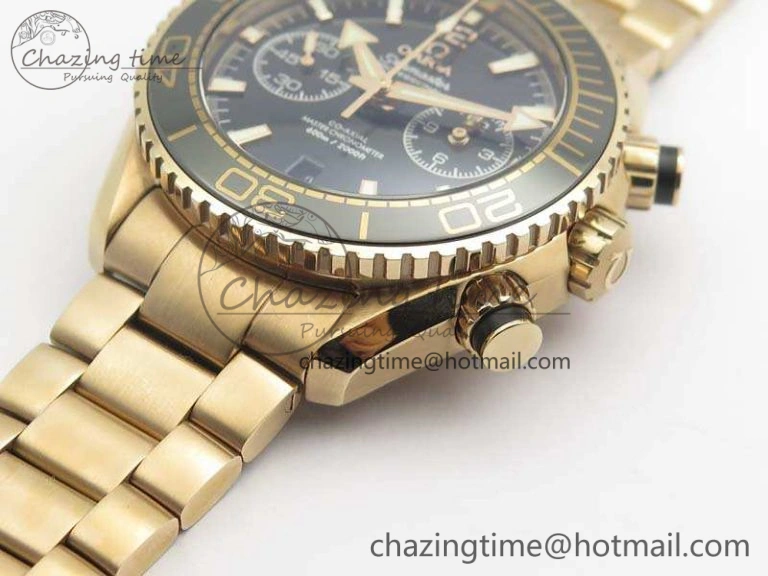 Seamaster Pro Chrono RG Best Edition Black Ceramic Black Dial On RG Bracelet A AllSeason 8130