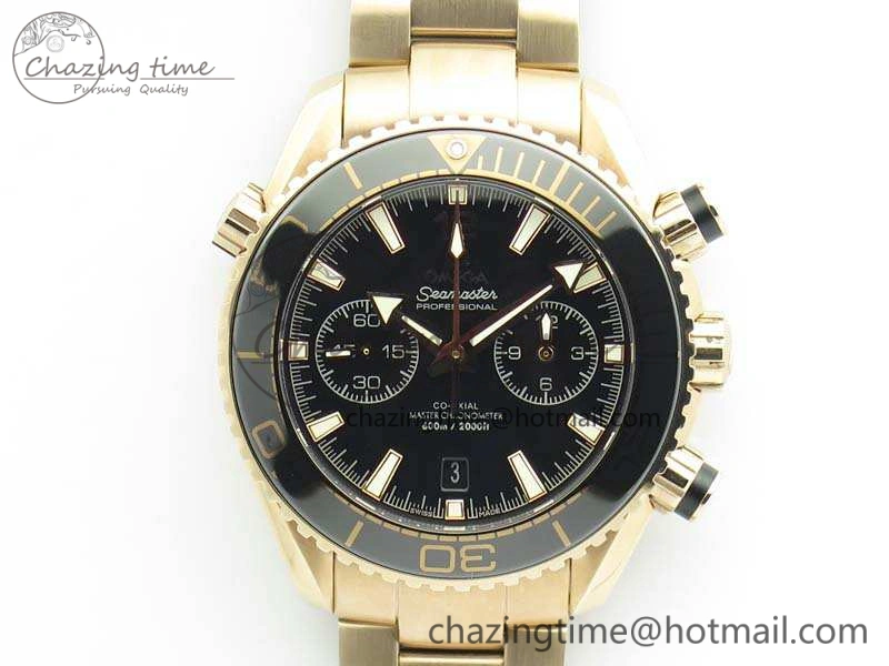 Seamaster Pro Chrono RG Best Edition Black Ceramic Black Dial On RG Bracelet A AllSeason 8130