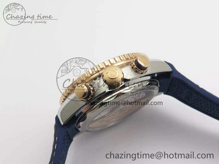 Seamaster Pro Chrono SS RG OM Best Edition Blue Ceramic Blue Dial On Gummy Strap A Affordable 8131