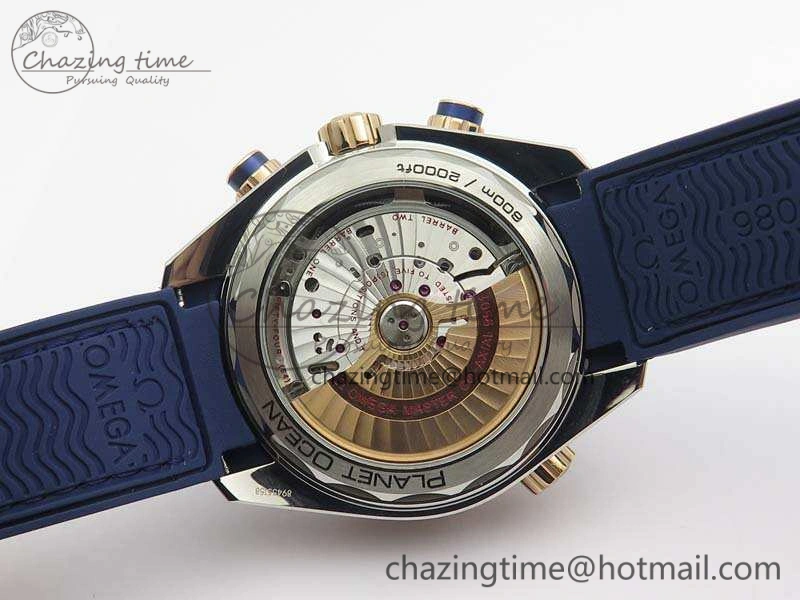Seamaster Pro Chrono SS RG OM Best Edition Blue Ceramic Blue Dial On Gummy Strap A Affordable 8131