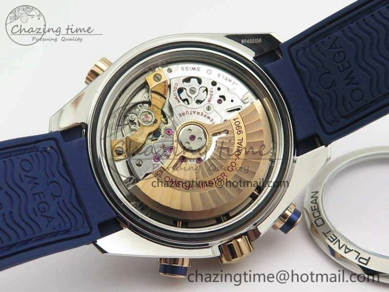 Seamaster Pro Chrono SS RG OM Best Edition Blue Ceramic Blue Dial On Gummy Strap A Affordable 8131