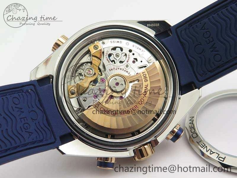 Seamaster Pro Chrono SS RG OM Best Edition Blue Ceramic Blue Dial On Gummy Strap A Affordable 8131