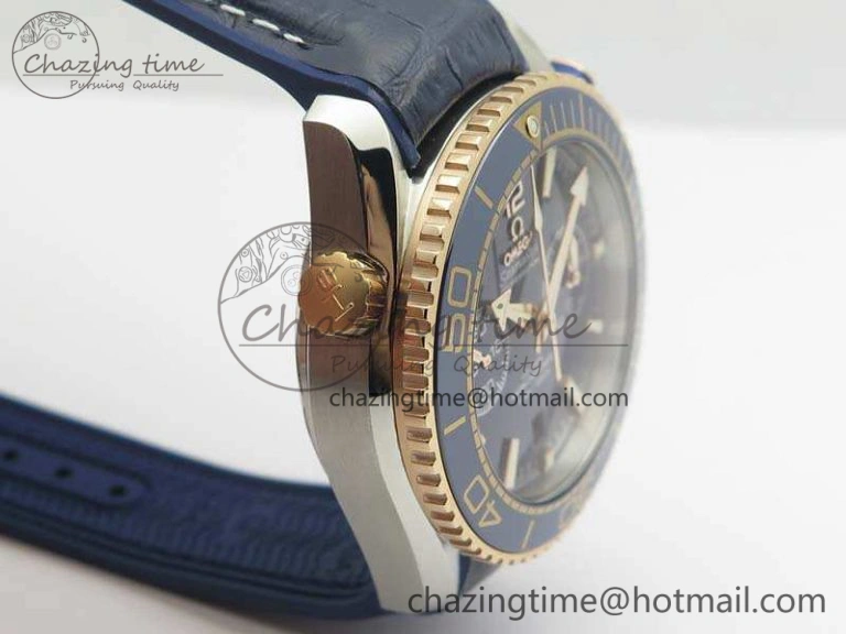 Seamaster Pro Chrono SS RG OM Best Edition Blue Ceramic Blue Dial On Gummy Strap A Affordable 8131