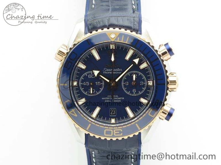 Seamaster Pro Chrono SS RG OM Best Edition Blue Ceramic Blue Dial On Gummy Strap A Affordable 8131