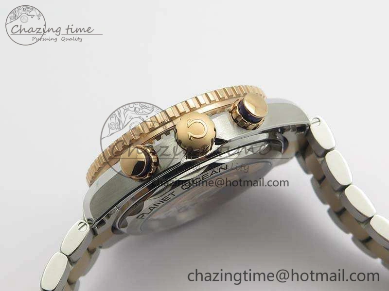 OnTrend Seamaster Pro Chrono SS RG OM Best Edition Blue Ceramic Blue Dial On SS RG Bracelet A 8129