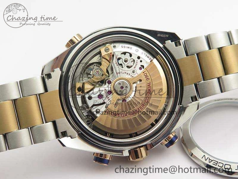 OnTrend Seamaster Pro Chrono SS RG OM Best Edition Blue Ceramic Blue Dial On SS RG Bracelet A 8129