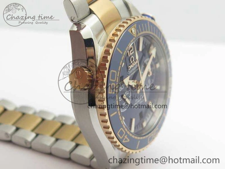 OnTrend Seamaster Pro Chrono SS RG OM Best Edition Blue Ceramic Blue Dial On SS RG Bracelet A 8129