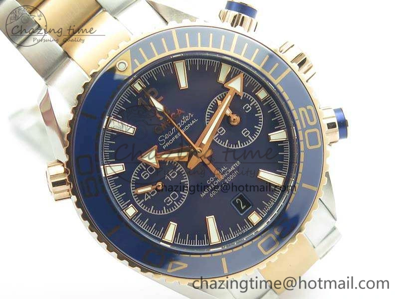 OnTrend Seamaster Pro Chrono SS RG OM Best Edition Blue Ceramic Blue Dial On SS RG Bracelet A 8129