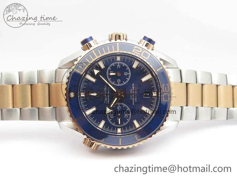 OnTrend Seamaster Pro Chrono SS RG OM Best Edition Blue Ceramic Blue Dial On SS RG Bracelet A 8129