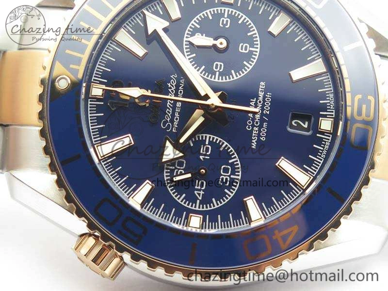 OnTrend Seamaster Pro Chrono SS RG OM Best Edition Blue Ceramic Blue Dial On SS RG Bracelet A 8129