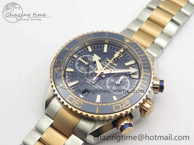 OnTrend Seamaster Pro Chrono SS RG OM Best Edition Blue Ceramic Blue Dial On SS RG Bracelet A 8129