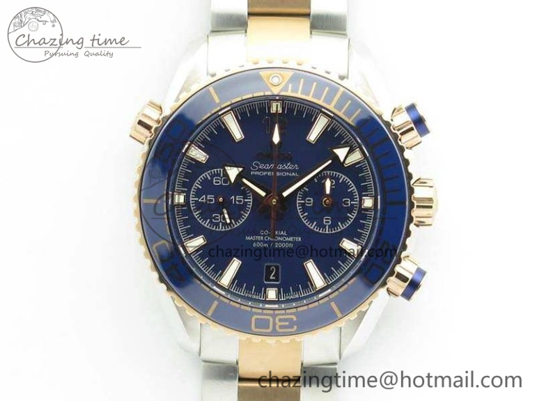 OnTrend Seamaster Pro Chrono SS RG OM Best Edition Blue Ceramic Blue Dial On SS RG Bracelet A 8129