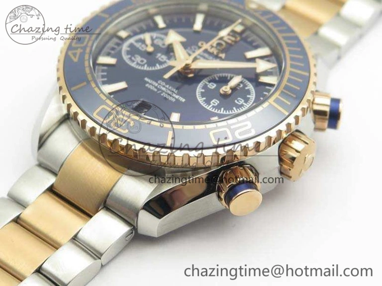 OnTrend Seamaster Pro Chrono SS RG OM Best Edition Blue Ceramic Blue Dial On SS RG Bracelet A 8129