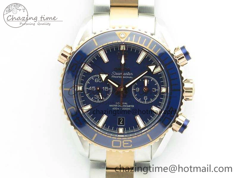 OnTrend Seamaster Pro Chrono SS RG OM Best Edition Blue Ceramic Blue Dial On SS RG Bracelet A 8129