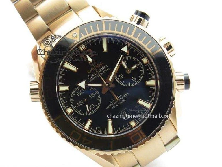 Seamaster Professional Chrono RG Black Ceramic Black Dial On RG Bracelet A EyeCatching 8212