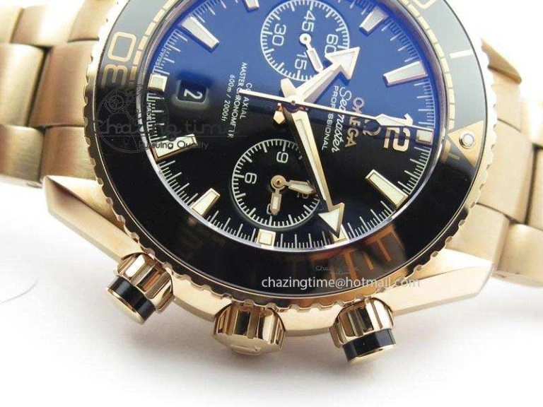 Seamaster Professional Chrono RG Black Ceramic Black Dial On RG Bracelet A EyeCatching 8212