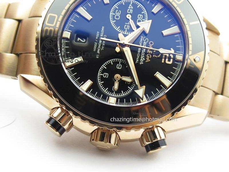 Seamaster Professional Chrono RG Black Ceramic Black Dial On RG Bracelet A EyeCatching 8212