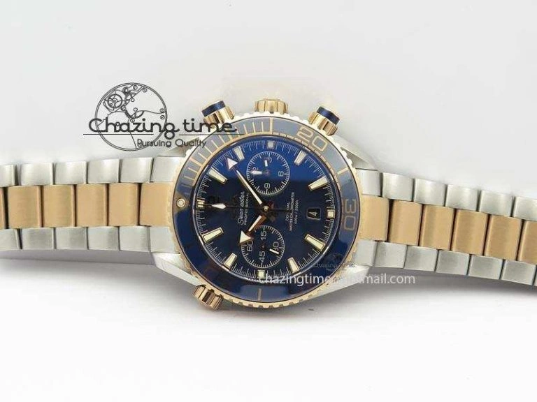 Seamaster Professional Chrono SS RG Blue Ceramic Blue Dial On SS RG Bracelet A Sleek 8211