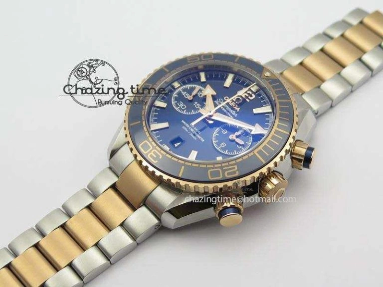 Seamaster Professional Chrono SS RG Blue Ceramic Blue Dial On SS RG Bracelet A Sleek 8211