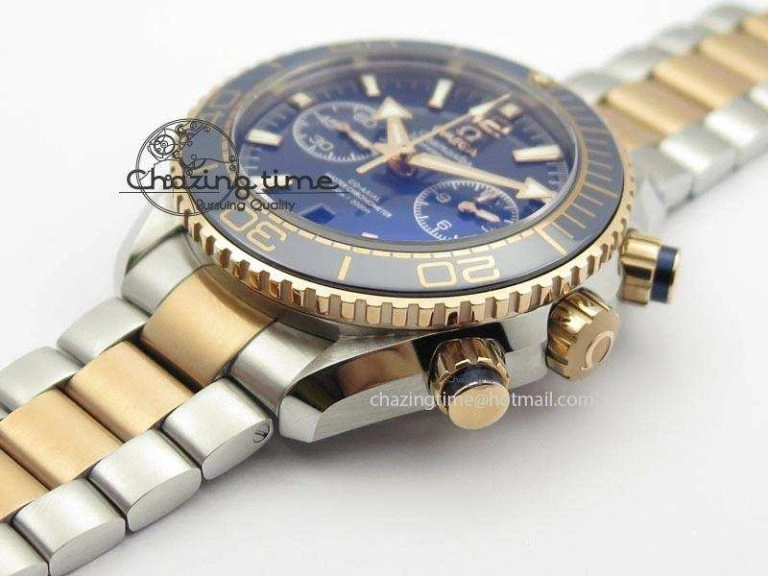 Seamaster Professional Chrono SS RG Blue Ceramic Blue Dial On SS RG Bracelet A Sleek 8211