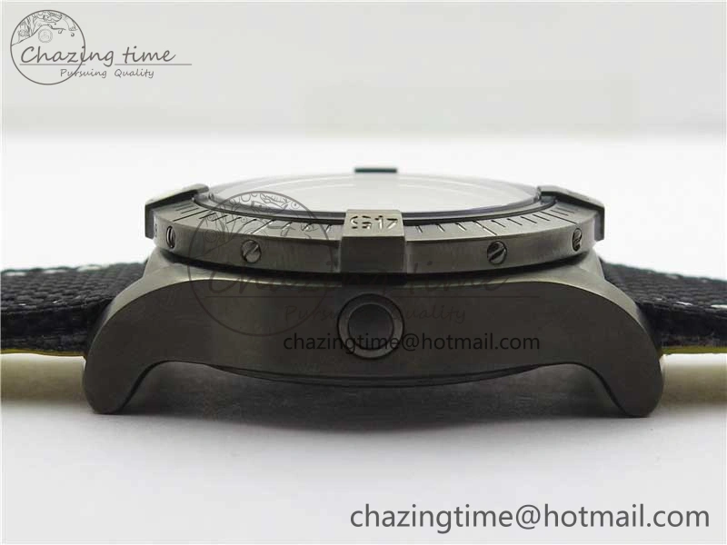 Modern Seawolf 45mm DLC B50 1:1 BestEdition SuperLumed Black Dial Black Numeral Markers on Black Nylon Strap A2824(SuperThick Crystal) 5559