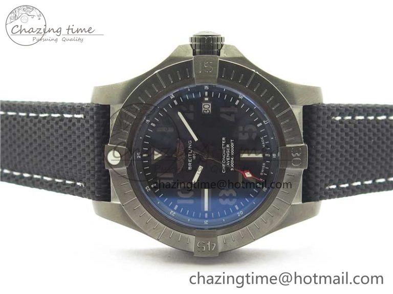 Modern Seawolf 45mm DLC B50 1:1 BestEdition SuperLumed Black Dial Black Numeral Markers on Black Nylon Strap A2824(SuperThick Crystal) 5559